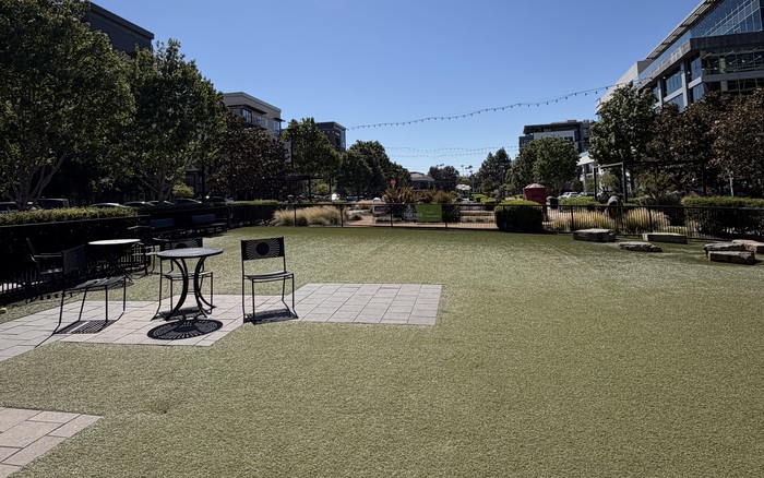 Village Green dog park turf run at San Antonio Center in Mountain View